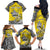 Personalised Happy Niue Constitution Day Family Matching Off The Shoulder Long Sleeve Dress and Hawaiian Shirt Niuean Crab Hiapo Pattern Yellow Version