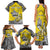 Personalised Happy Niue Constitution Day Family Matching Tank Maxi Dress and Hawaiian Shirt Niuean Crab Hiapo Pattern Yellow Version