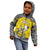 Personalised Happy Niue Constitution Day Kid Hoodie Niuean Crab Hiapo Pattern Yellow Version