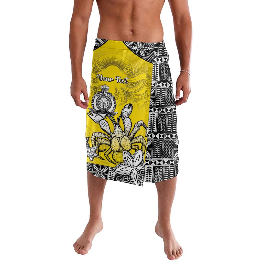 Personalised Happy Niue Constitution Day Lavalava Niuean Crab Hiapo Pattern Yellow Version