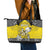 Happy Niue Constitution Day Leather Tote Bag Niuean Crab Hiapo Pattern Yellow Version