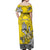 Personalised Happy Niue Constitution Day Off Shoulder Maxi Dress Niuean Crab Hiapo Pattern Yellow Version