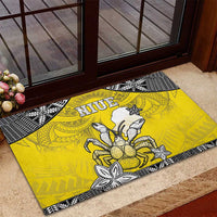 Happy Niue Constitution Day Rubber Doormat Niuean Crab Hiapo Pattern Yellow Version