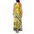 Personalised Happy Niue Constitution Day Tank Maxi Dress Niuean Crab Hiapo Pattern Yellow Version