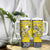 Personalised Happy Niue Constitution Day Tumbler With Handle Niuean Crab Hiapo Pattern Yellow Version