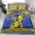 Niue The Rock Bedding Set Niuean Crab Hiapo Pattern Blue Version