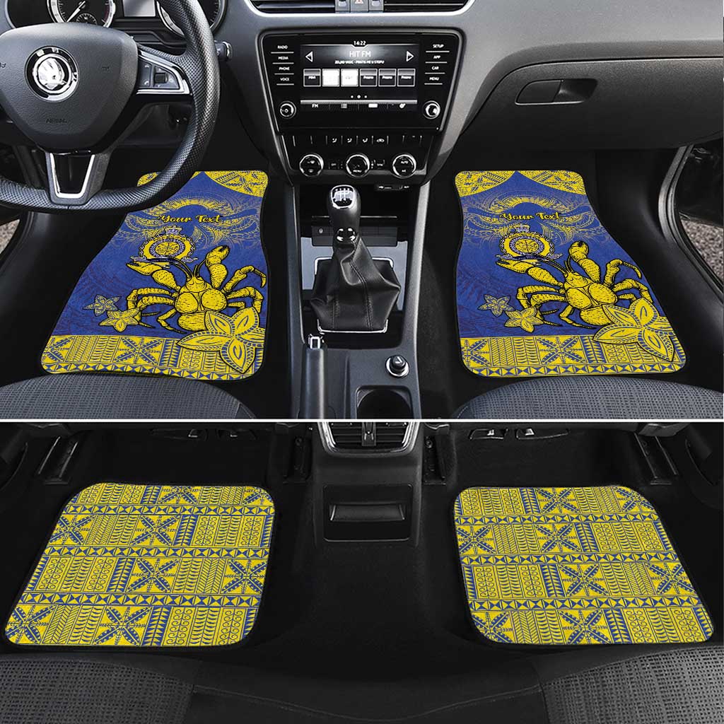 Niue The Rock Car Mats Niuean Crab Hiapo Pattern Blue Version