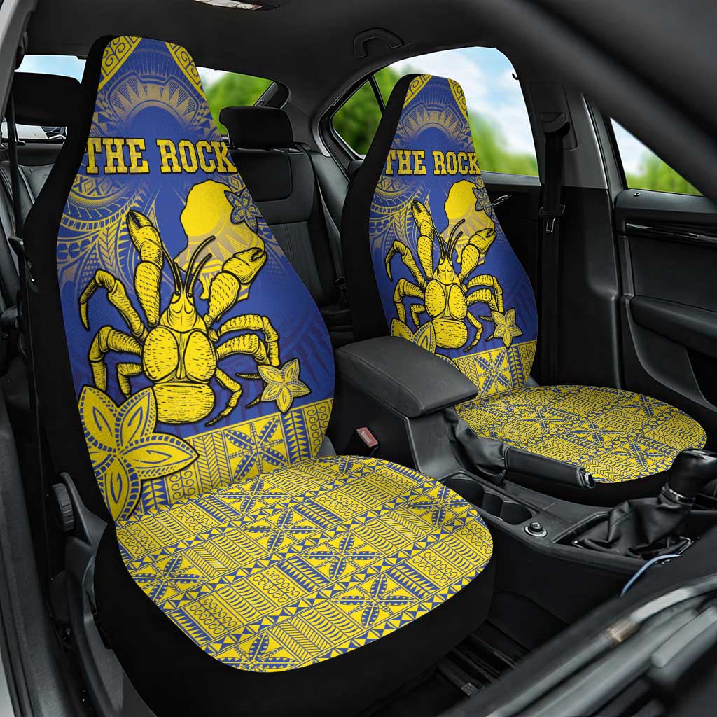 Niue The Rock Car Seat Cover Niuean Crab Hiapo Pattern Blue Version