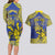 Personalised Niue The Rock Couples Matching Long Sleeve Bodycon Dress and Hawaiian Shirt Niuean Crab Hiapo Pattern Blue Version