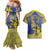 Personalised Niue The Rock Couples Matching Mermaid Dress and Hawaiian Shirt Niuean Crab Hiapo Pattern Blue Version