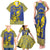 Personalised Niue The Rock Family Matching Tank Maxi Dress and Hawaiian Shirt Niuean Crab Hiapo Pattern Blue Version