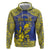 Personalised Niue The Rock Hoodie Niuean Crab Hiapo Pattern Blue Version