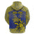 Personalised Niue The Rock Hoodie Niuean Crab Hiapo Pattern Blue Version