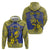 Personalised Niue The Rock Hoodie Niuean Crab Hiapo Pattern Blue Version