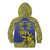 Personalised Niue The Rock Kid Hoodie Niuean Crab Hiapo Pattern Blue Version