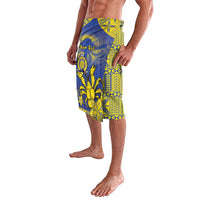 Personalised Niue The Rock Lavalava Niuean Crab Hiapo Pattern Blue Version