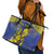 Niue The Rock Leather Tote Bag Niuean Crab Hiapo Pattern Blue Version