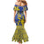 Personalised Niue The Rock Mermaid Dress Niuean Crab Hiapo Pattern Blue Version