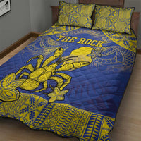 Niue The Rock Quilt Bed Set Niuean Crab Hiapo Pattern Blue Version