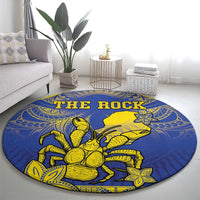 Niue The Rock Round Carpet Niuean Crab Hiapo Pattern Blue Version