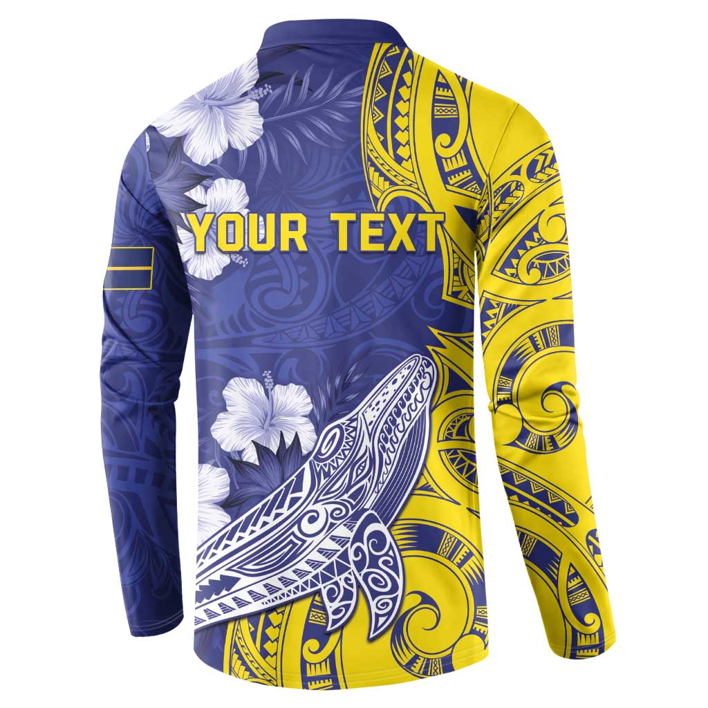 Personalised Nauru 92nd Anniversary Of Angam Button Sweatshirt Polynesian Whale Pattern