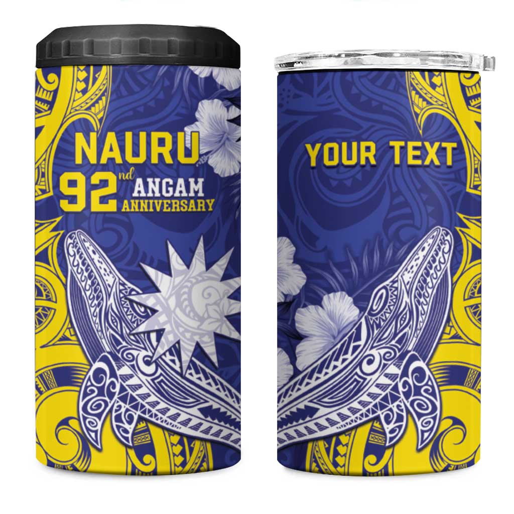 Personalised Nauru 92nd Anniversary Of Angam 4 in 1 Can Cooler Tumbler Polynesian Whale Pattern