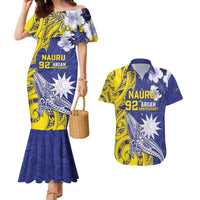 Personalised Nauru 92nd Anniversary Of Angam Couples Matching Mermaid Dress and Hawaiian Shirt Polynesian Whale Pattern