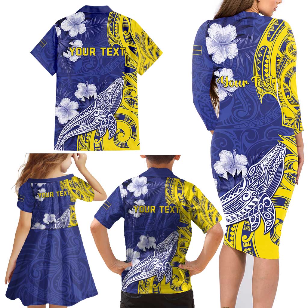 Personalised Nauru 92nd Anniversary Of Angam Family Matching Long Sleeve Bodycon Dress and Hawaiian Shirt Polynesian Whale Pattern