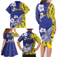 Personalised Nauru 92nd Anniversary Of Angam Family Matching Long Sleeve Bodycon Dress and Hawaiian Shirt Polynesian Whale Pattern