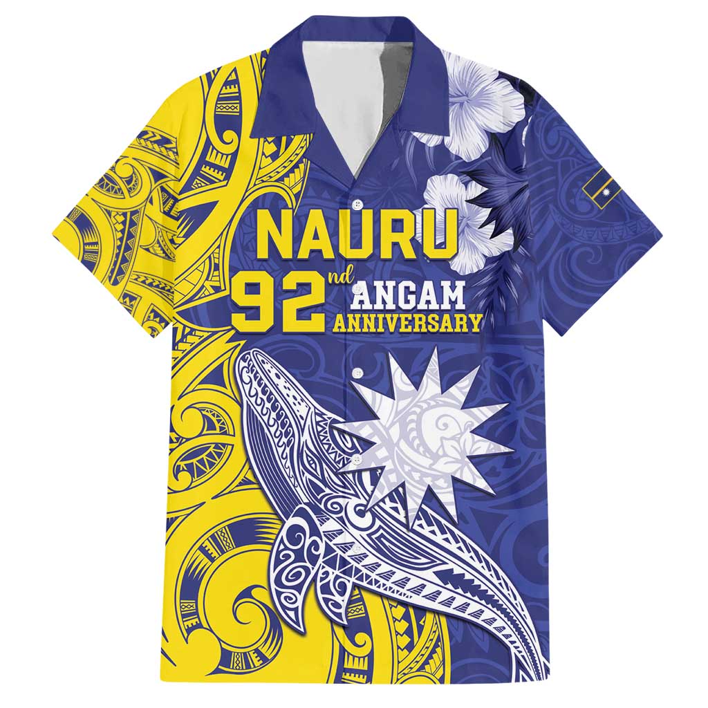 Personalised Nauru 92nd Anniversary Of Angam Hawaiian Shirt Polynesian Whale Pattern