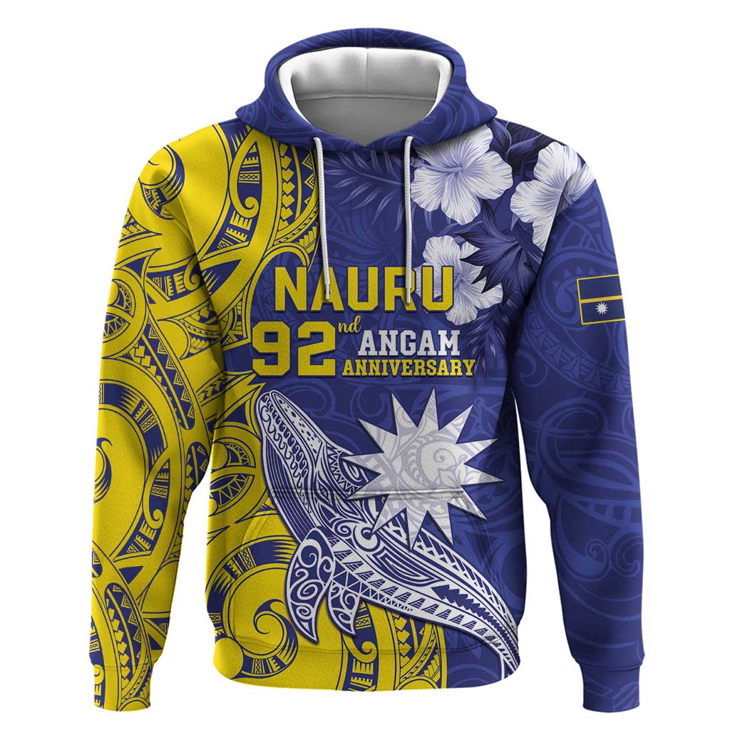 Personalised Nauru 92nd Anniversary Of Angam Hoodie Polynesian Whale Pattern