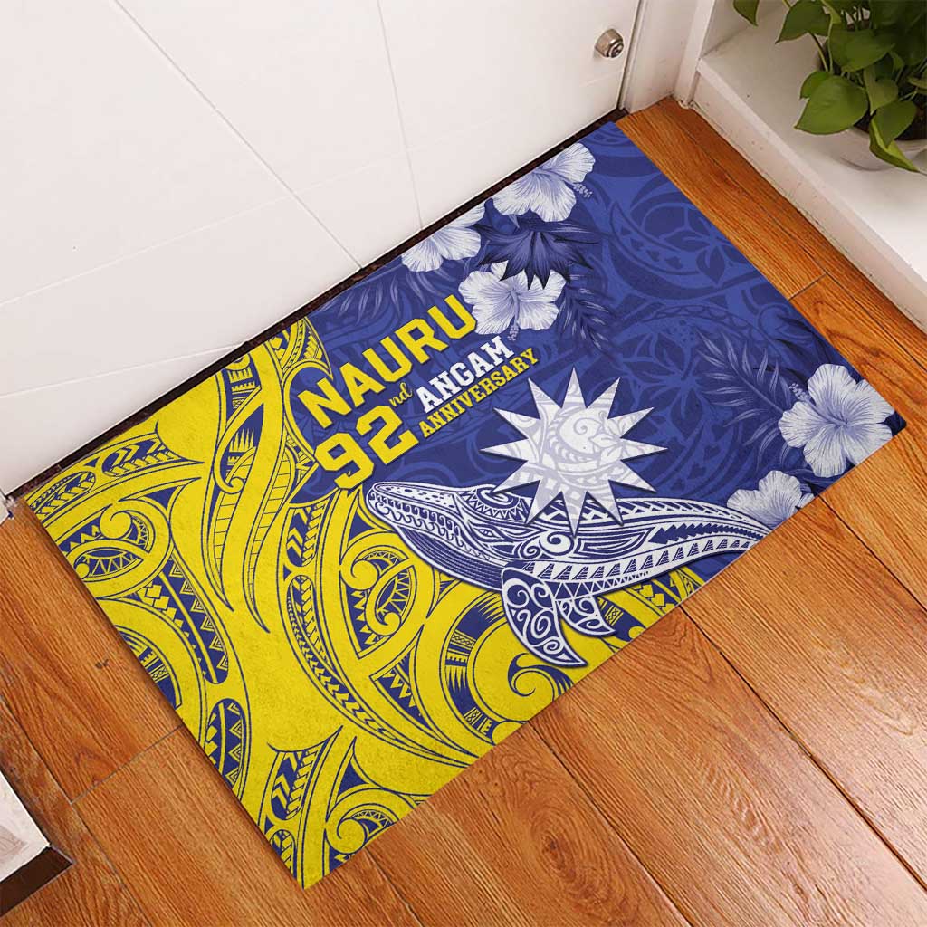 Nauru 92nd Anniversary Of Angam Rubber Doormat Polynesian Whale Pattern