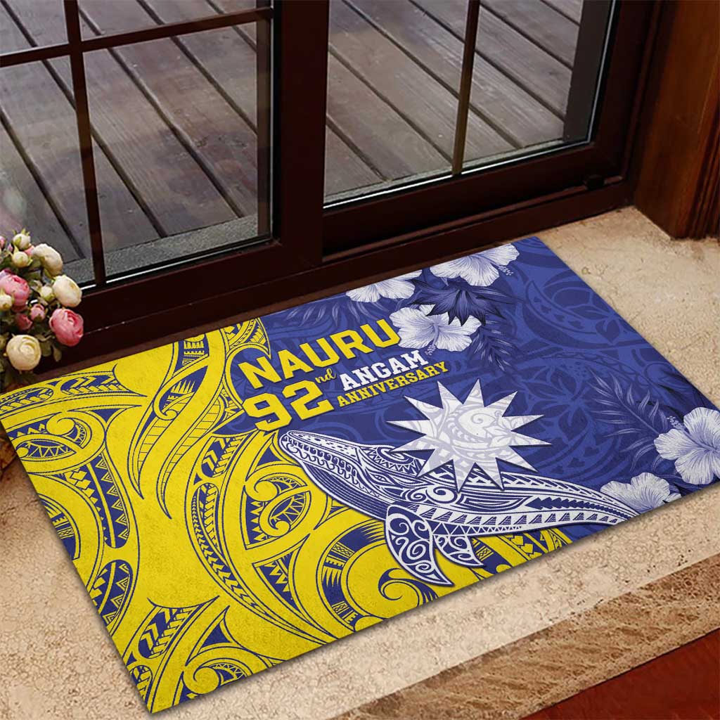 Nauru 92nd Anniversary Of Angam Rubber Doormat Polynesian Whale Pattern