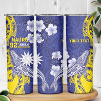 Personalised Nauru 92nd Anniversary Of Angam Skinny Tumbler Polynesian Whale Pattern