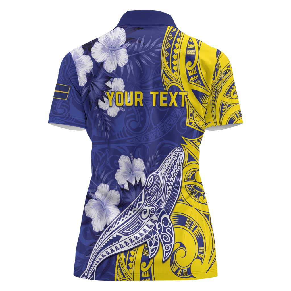 Personalised Nauru 92nd Anniversary Of Angam Women Polo Shirt Polynesian Whale Pattern