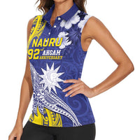 Personalised Nauru 92nd Anniversary Of Angam Women Sleeveless Polo Shirt Polynesian Whale Pattern