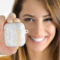 Niue White Sunday AirPods Case Niuean Hiapo With Puakenikeni Lei