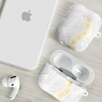 Niue White Sunday AirPods Case Niuean Hiapo With Puakenikeni Lei