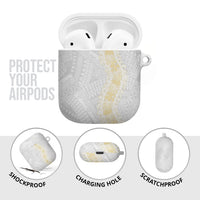 Niue White Sunday AirPods Case Niuean Hiapo With Puakenikeni Lei