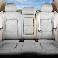 Niue White Sunday Back Car Seat Cover Niuean Hiapo With Puakenikeni Lei