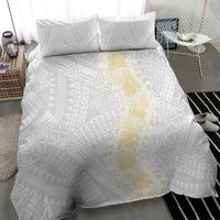 Niue White Sunday Bedding Set Niuean Hiapo With Puakenikeni Lei
