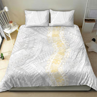 Niue White Sunday Bedding Set Niuean Hiapo With Puakenikeni Lei