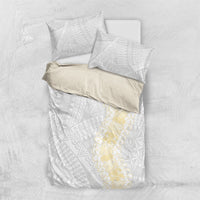 Niue White Sunday Bedding Set Niuean Hiapo With Puakenikeni Lei