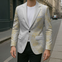 Niue White Sunday Blazer Niuean Hiapo With Puakenikeni Lei