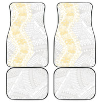 Niue White Sunday Car Mats Niuean Hiapo With Puakenikeni Lei
