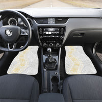 Niue White Sunday Car Mats Niuean Hiapo With Puakenikeni Lei