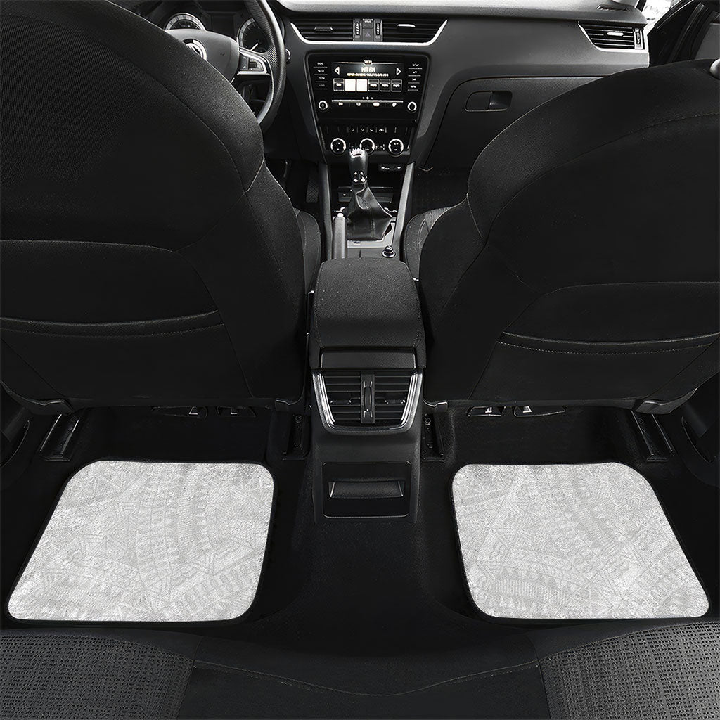 Niue White Sunday Car Mats Niuean Hiapo With Puakenikeni Lei