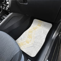 Niue White Sunday Car Mats Niuean Hiapo With Puakenikeni Lei
