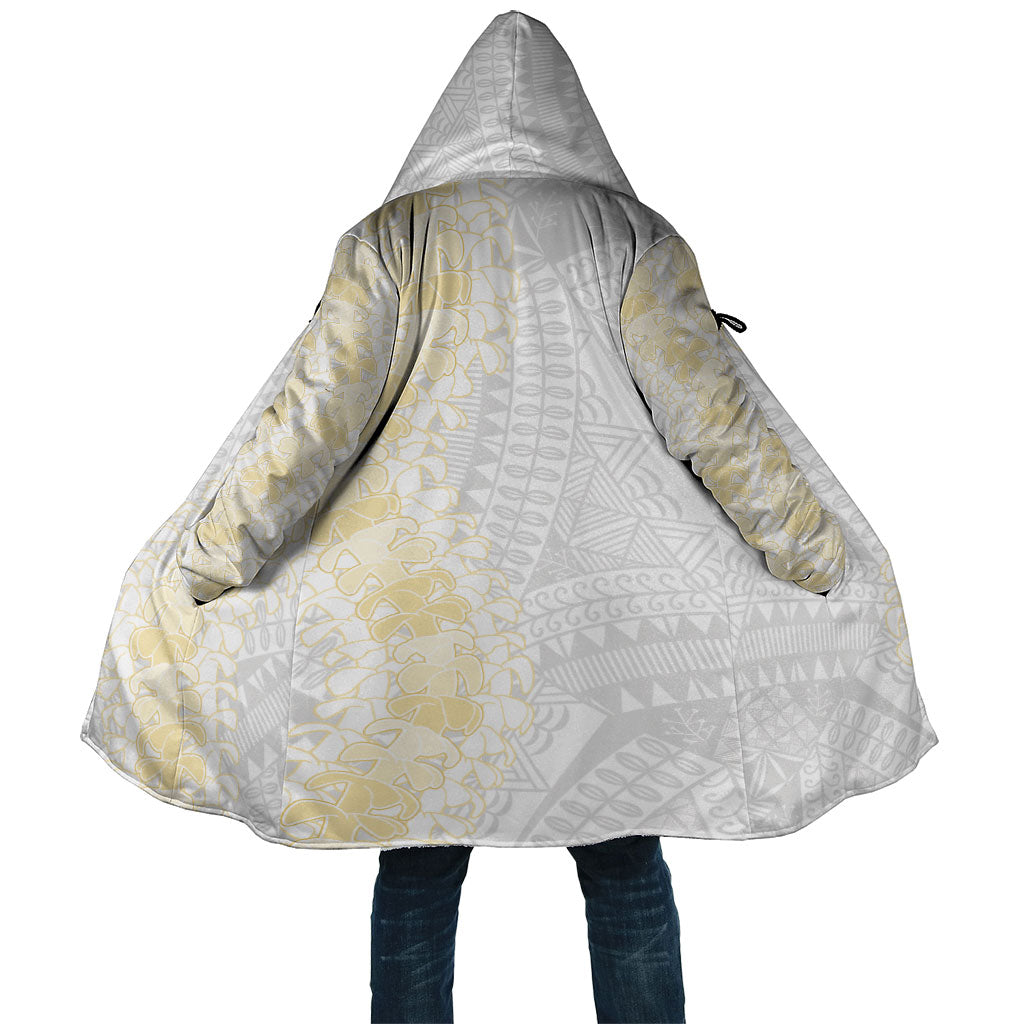 Niue White Sunday Cloak Niuean Hiapo With Puakenikeni Lei