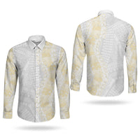 Niue White Sunday Couples Matching Summer Maxi Dress and Long Sleeve Button Shirt Niuean Hiapo With Puakenikeni Lei